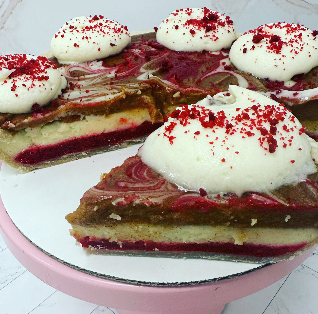 Red Velvet Sweet Potato Cheesecake Pie